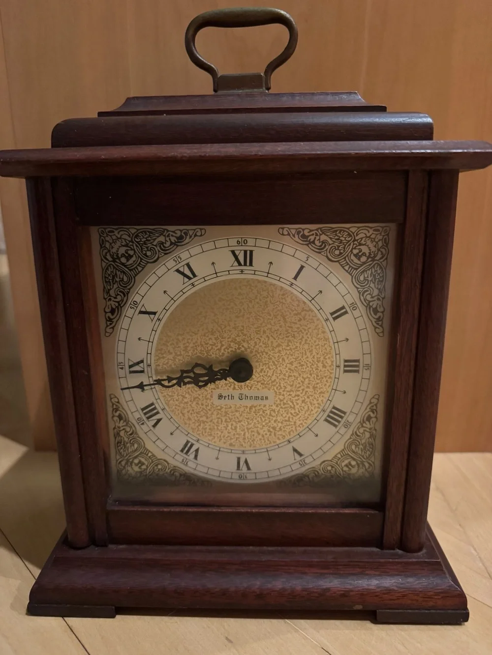 Vintage-Style Brown Mantel Clock Wall Decor
